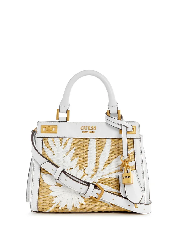 White Floral Katey Mini Satchel Bag Stylish Totes, Exclusive Savings