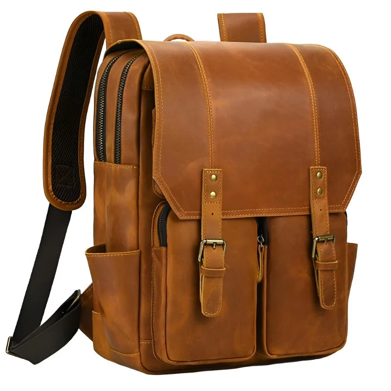 Crazy Horse Leather Backpack Genuine Leather Mens Daypack Affordable Elegance, Grab Yours