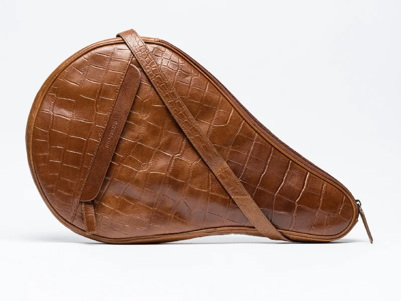 Leather Padel Case Cognac Croco High-End Handbags At Affordable Prices