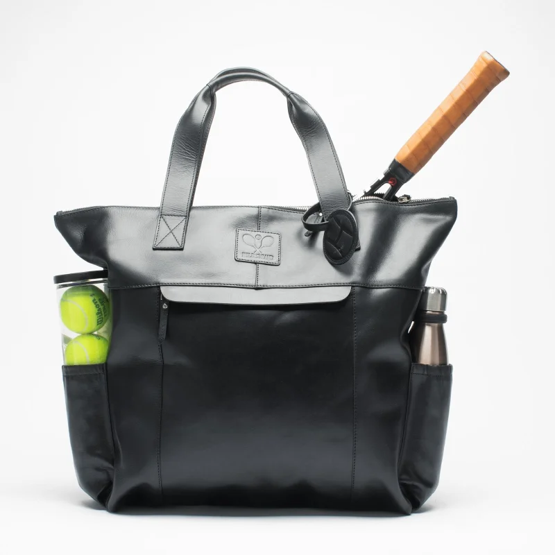 Leather Tennis Tote Bag Black Stylish Handbags With Exclusive Online Discounts