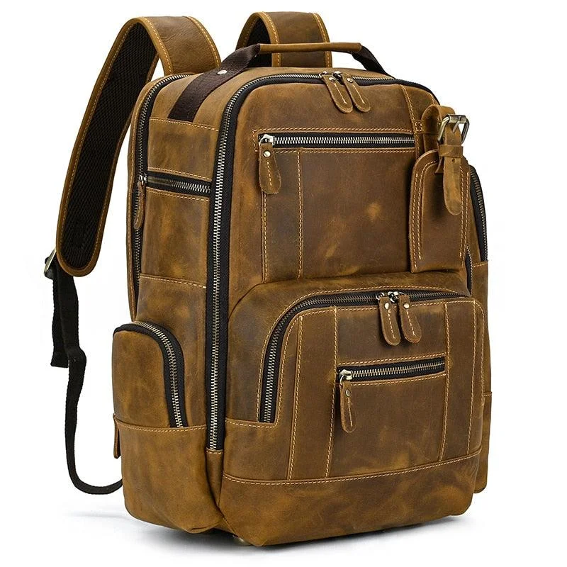 Mens Leather Backpack Vintage Travel Bag Fashion-Forward Bags, Now On Sale