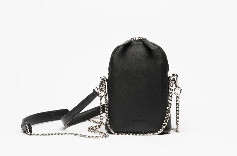 Nova Small Leather Handbag, Black and Silver Your Perfect Bag At The Perfect Price