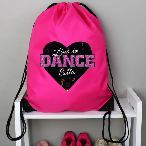 Personalised 'Live to Dance' Pink Kit Bag Best Bag Sale Of The Season