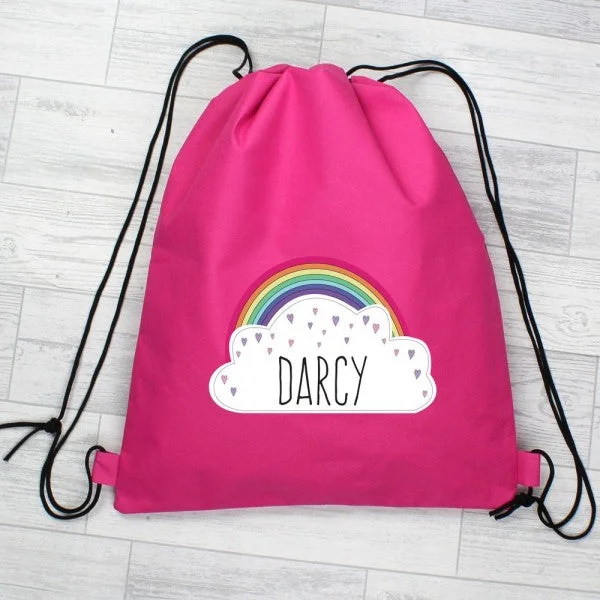 Personalised Rainbow Pink Swim & Kit Bag Trendy Bags, Huge Savings