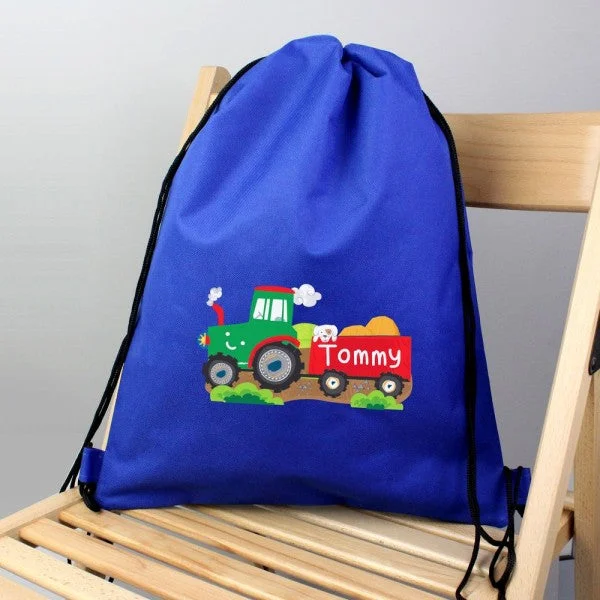 Personalised Tractor Blue Swim & Kit Bag Flash Sale On Handbags