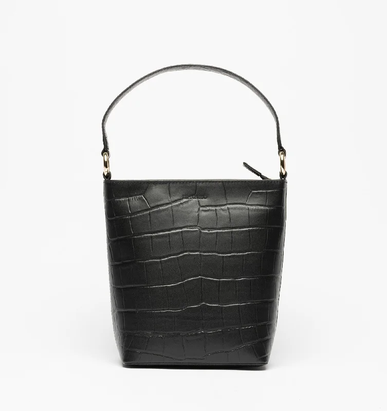 Women's Small Leather Tote Black Croco Must-Have Bags With Big Savings