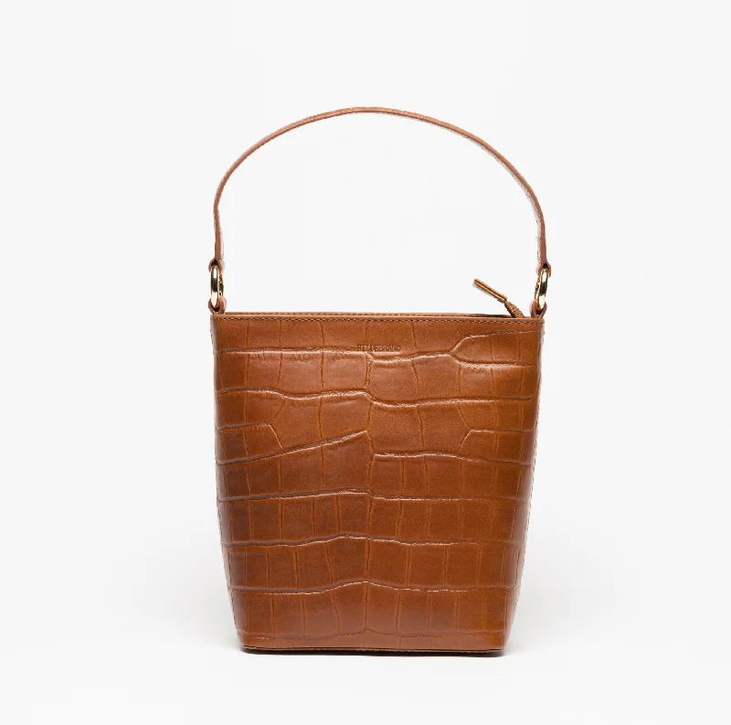 Women's Small Leather Tote Cognac Croco Grab Your Favorite Handbags For Less
