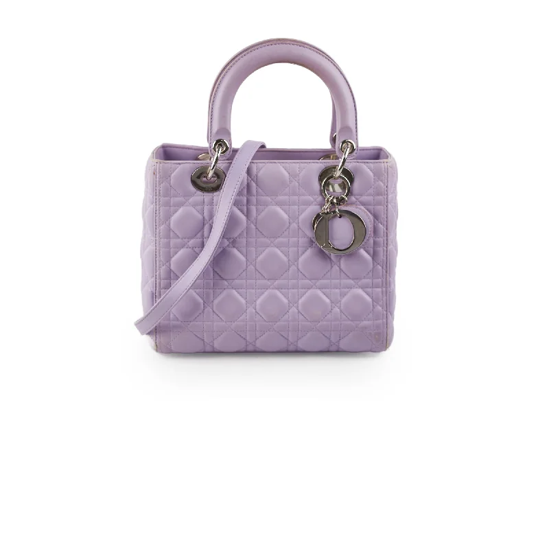 Flash Sale, Don't Miss Christian Dior Medium Lady Dior Lambskin Lilac Elegant Bags, Limited Stock