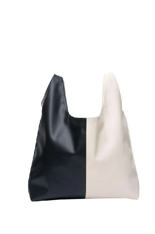 On-Trend Fashion Offers 50/50 Grocery Tote Bag • Ecru + Onyx Trendy Purses With Limited-Time Offers