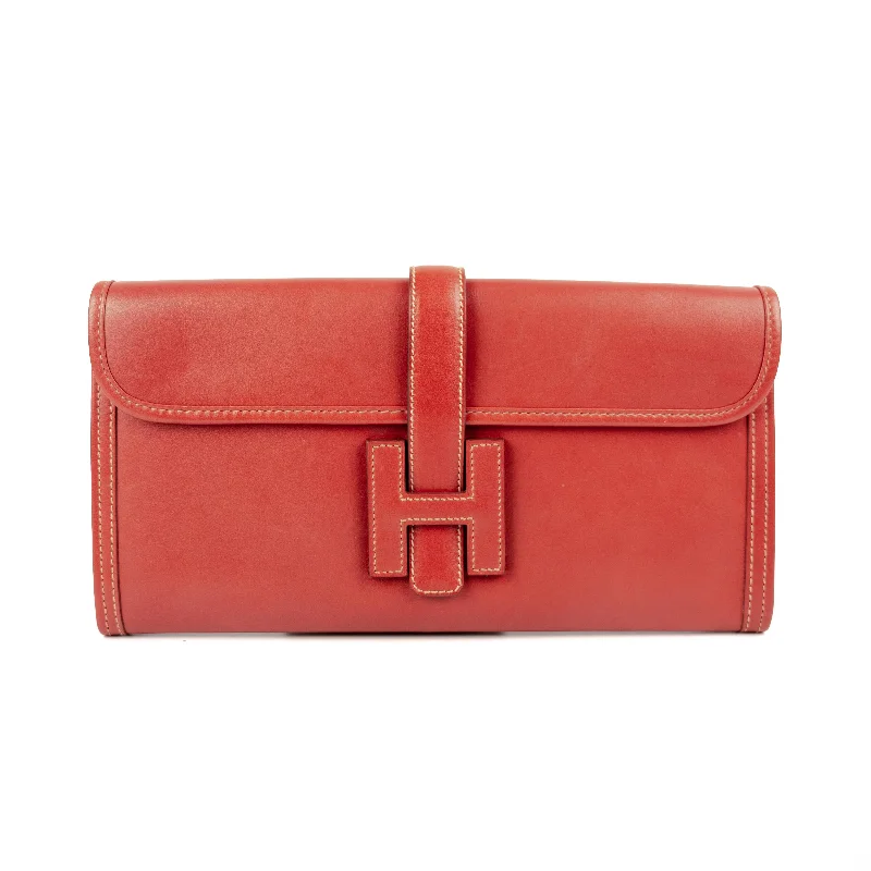 Tote Bag For Office Use Hermes Jige Clutch 29 Red/Orange - M Stamp Elegant Purses At Clearance Prices