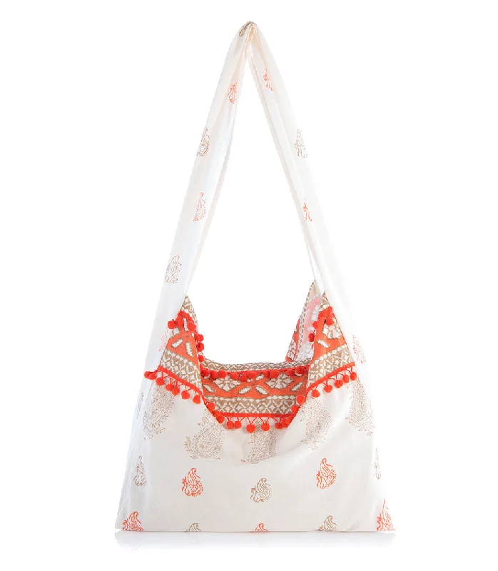 Designer-Inspired Bags At Budget-Friendly Prices Astra Fabric Hobo Bag- Cream and Cayenne Classic Totes, Exclusive Deals