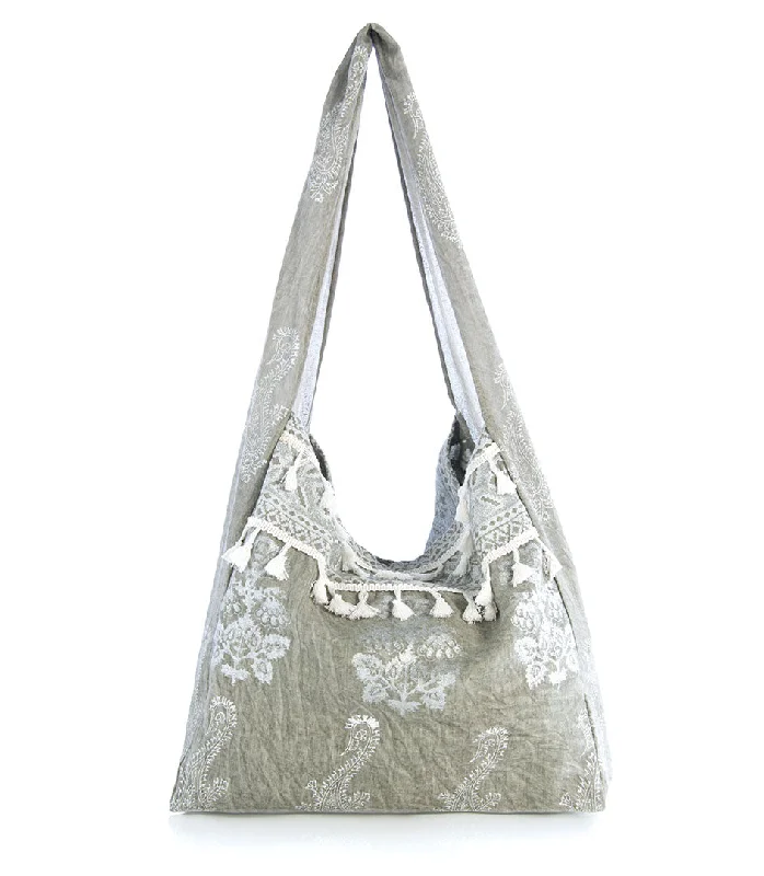 High-Quality Bags Astra Fabric Hobo Bag-Gray and Silver Flash Sale On Designer Bags