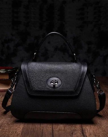 Trendy Pulse Black Geometric Vintage Womens Handbag Leather Brown Shoulder Handbag Purse Grab Your Favorite Handbags For Less