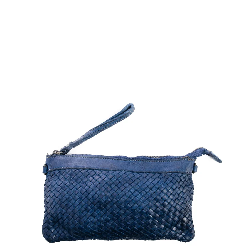 Timeless Elegance Sale Navy Real Italian Woven Leather Clutch Cross Body Bag Premium Handbags At Unbeatable Markdowns