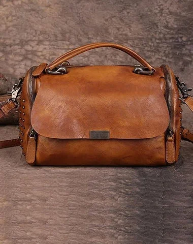 Vintage Womens Leather Handbags Brown Side Bag Red SHoulder Bag Purse for Ladies Must-Have Bags, Big Discounts