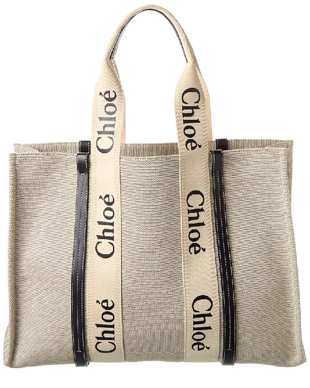 Hot Sale Chloe Woody Large Canvas & Leather Tote The Handbag Sale You've Been Waiting For