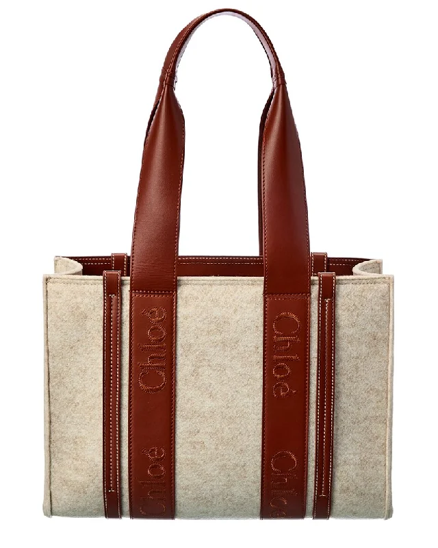 Weekend Exclusive Chloé Woody Medium Felt & Leather Tote Seasonal Sale On Trendy Handbags