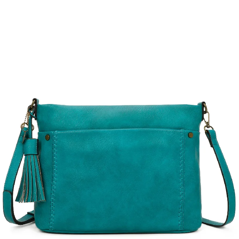 Premium Style Offers Christina Crossbody Vegan Leather Bag - Teal Designer Bags At Exclusive Clearance Prices
