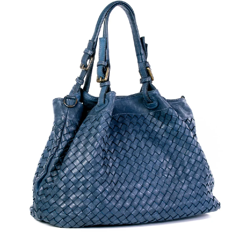 Affordable Bags For College Students On Sale Portobello Classic Navy Real Italian Leather Weave Tote Bag Stylish Bags At Unbeatable Prices – Shop Now