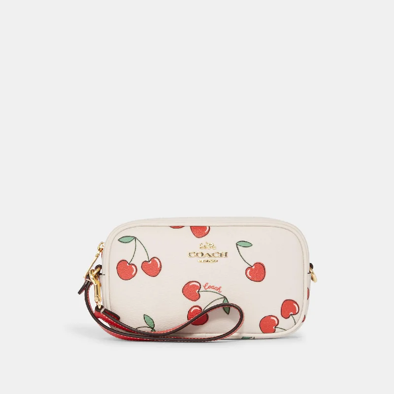 Bags With Tsa-Approved Features Coach Outlet Jamie Wristlet With Heart Cherry Print Trendy Purses, Limited Offer