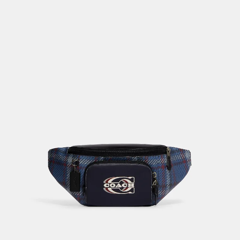 Bags For Urban And Trendy Looks Coach Outlet Track Belt Bag With Plaid Print And Coach Stamp Limited-Stock Bag Clearance – Hurry