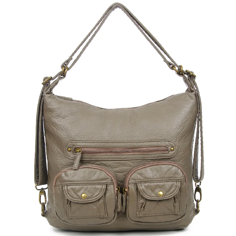 Chic Style, Always In Vogue Convertible Crossbody Backpack - Dark Grey Stylish Bags At Unbeatable Prices