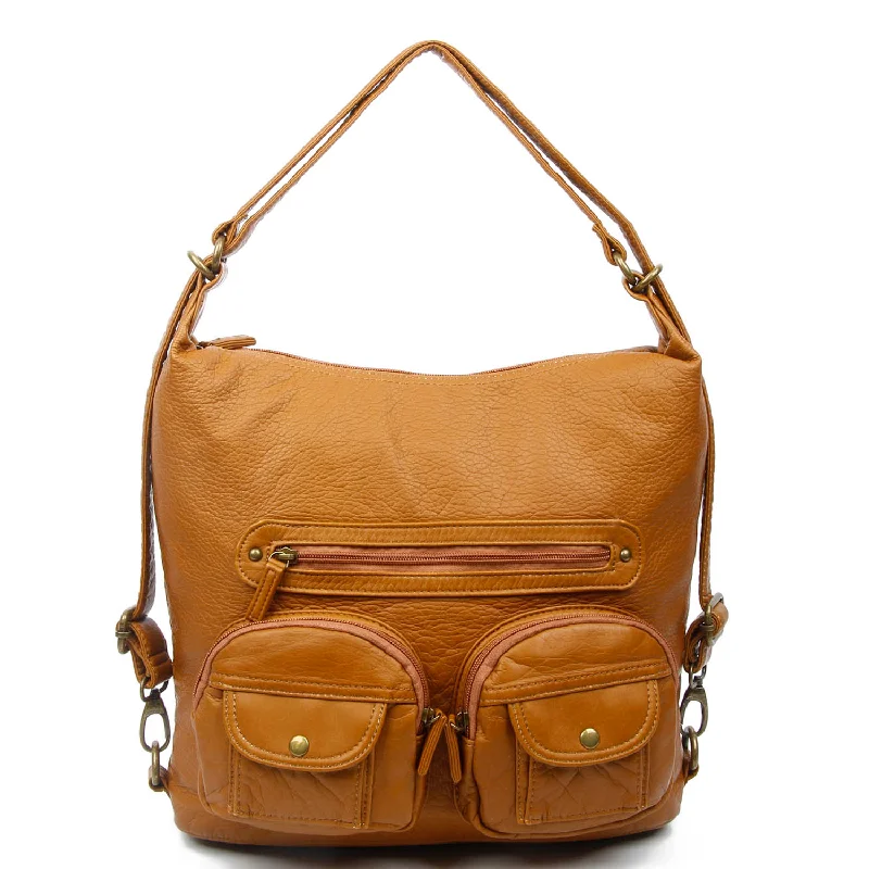 Seasonal Clearance Bags For Summer Convertible Crossbody Backpack - Light Brown Designer Bags At Exclusive Clearance Prices