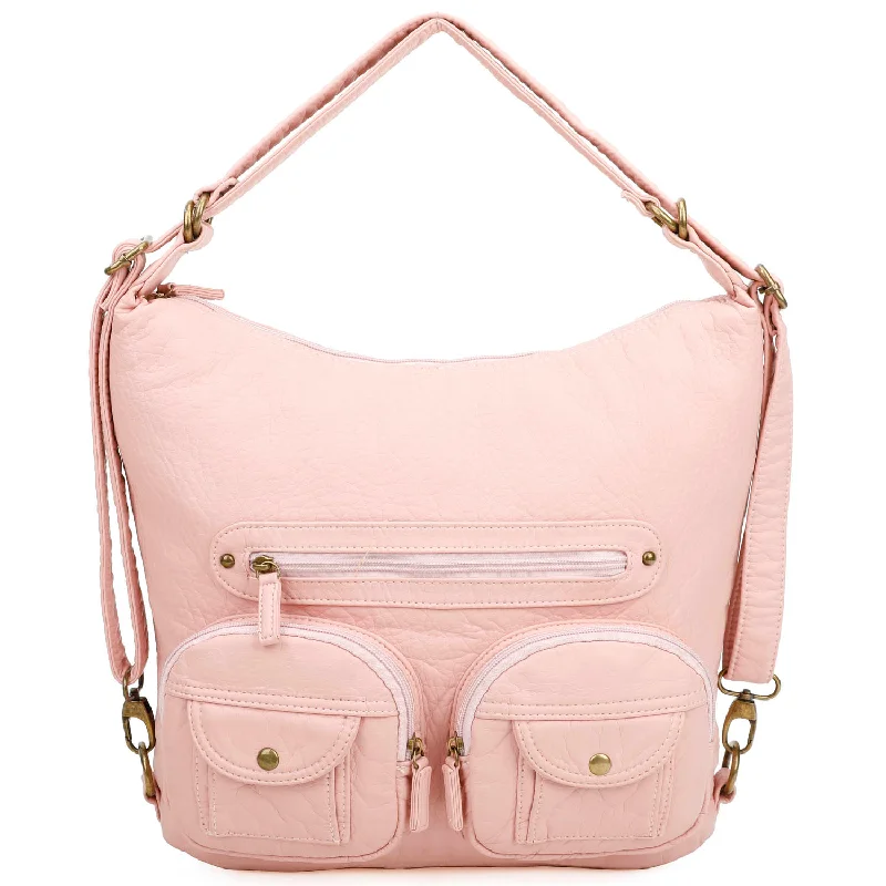 Everyday Bags For Work, School, Or Errands Convertible Crossbody Backpack - Petal Pink Designer Bags At Low Prices