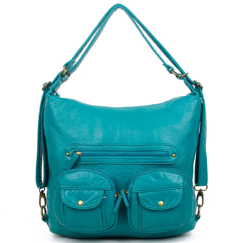 New In This Season Convertible Crossbody Backpack - Teal Luxury Totes At The Lowest Prices Of The Season