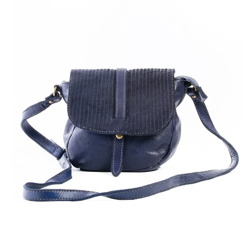 Cozy Handbags With Clearance Prices Navy Blue Real Italian Leather Small Saddle Crossbody Bag Shop Stylish Bags At Unbeatable Prices