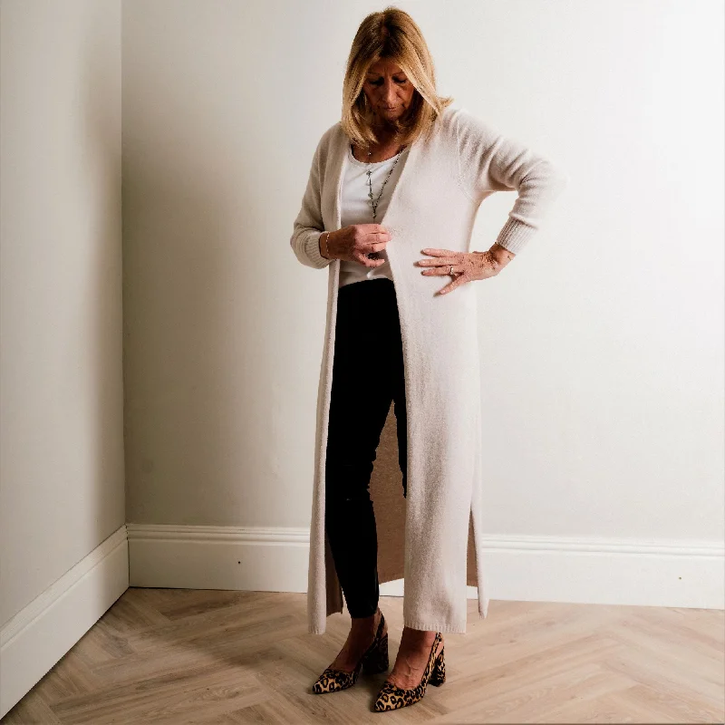 New Arrivals Oatmeal Supersoft Midaxi Length Fine Knit Easy Wear Cardigan Trendy And Classic Bags Now At Unbeatable Discounts