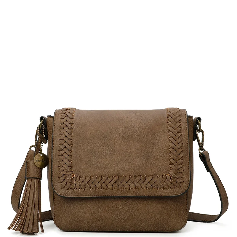 Urban Fashion Della Crossbody Vegan Leather - Shiitake Brown Chic Handbags At Special Promotional Prices
