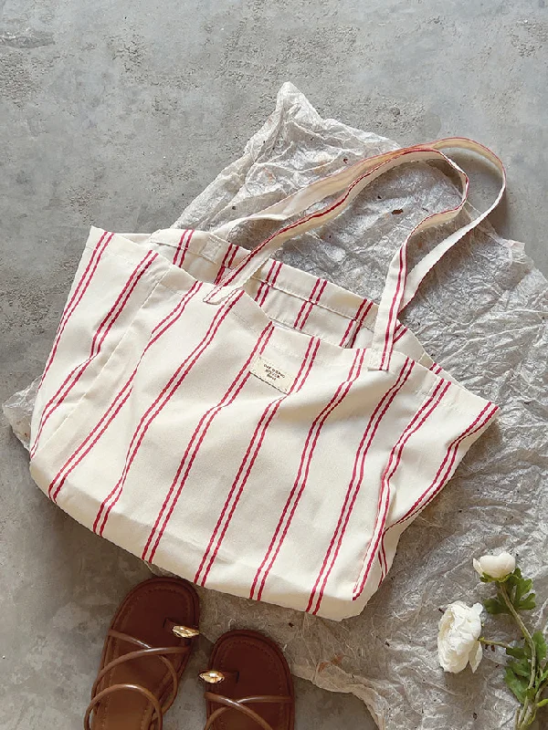 Huge Discounts This Week Elena Handbags Striped Cotton Canvas Shoulder Bag Must-Have Bags, Big Discounts