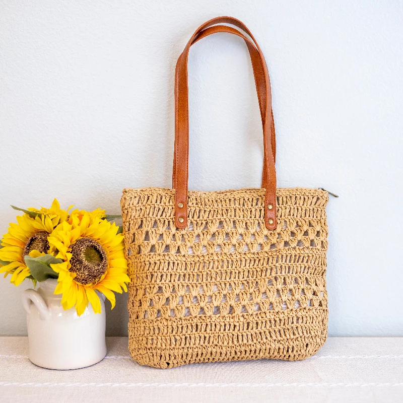 Eco-Friendly Bags With Promotions Elena Handbags Patterned Straw Woven Tote Bag Classic Bags, Exclusive Deals