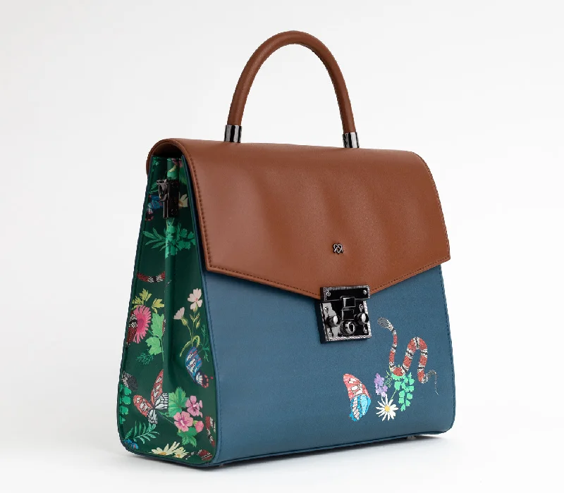 Limited-Time Offer SIMONE - Blue Print Vegan Leather Handbag Fashionable Handbags, Limited-Time Deals