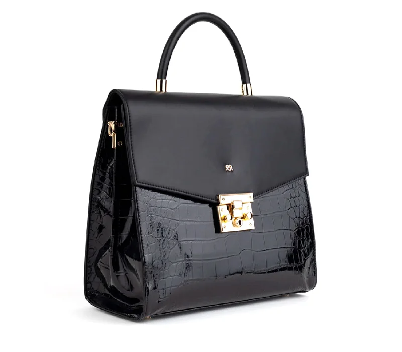 Chic Style, Always In Vogue SIMONE - Black Vegan Leather Handbag Everyday Bags At Wallet-Friendly Prices
