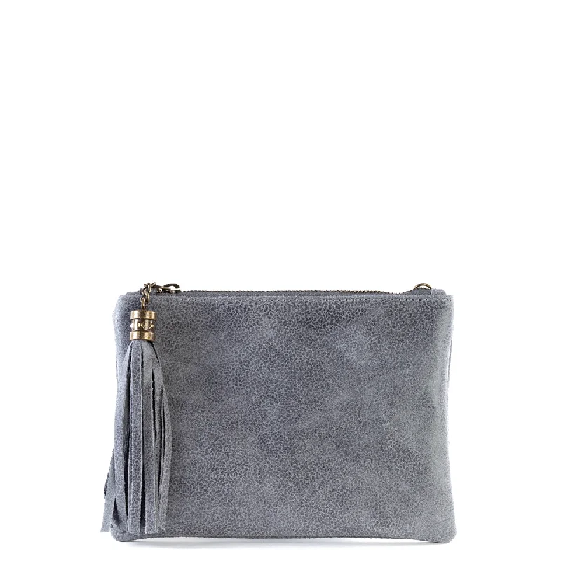 Fashion Sale Grey Real Leather Tassel Clutch Bag Limited-Stock Handbag Sale For A Stylish Look