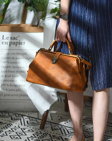 Handmade Womens Brown Leather Doctor Large Handbag Purses Vintage Brown Doctor Side Purse for Women Don't Miss Out – Shop Fashionable Bags At Special Rates