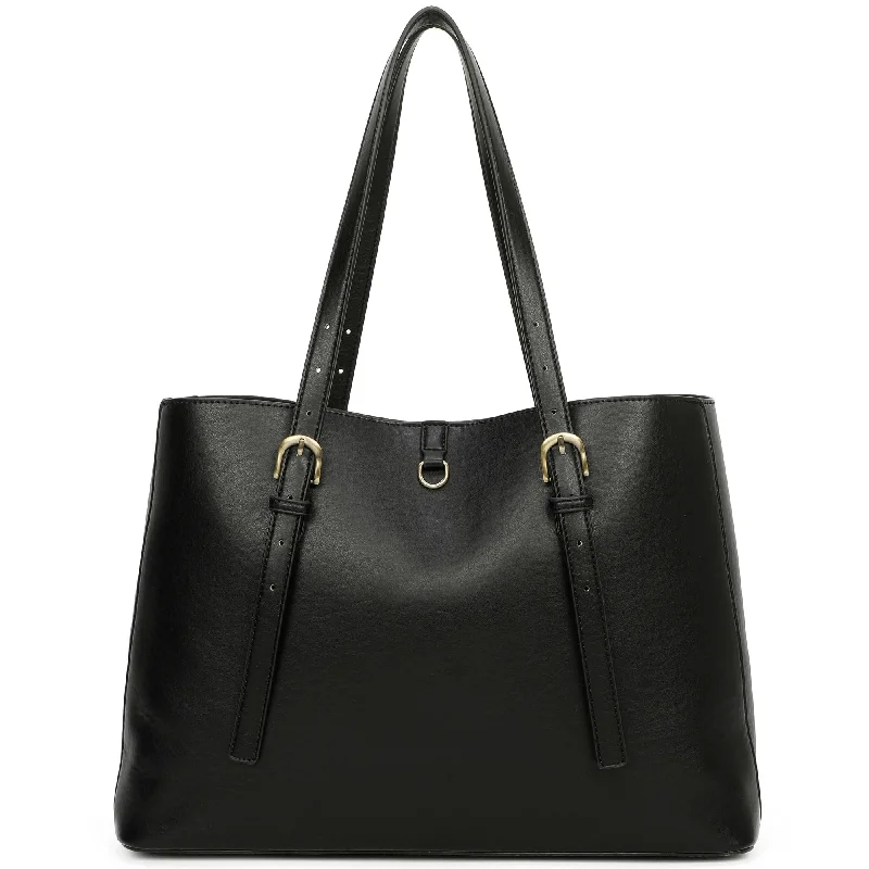 Seize Bargains Isla Biodegradable Vegan Leather with detachable bag XL Tote - Black Timeless Handbags, Flash Sale