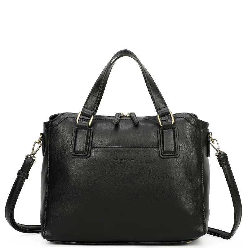 Style Redefined Ivy Biodegradable Vegan Leather Credit Card Zipper Satchel - Black Premium Handbags At Exclusive Prices