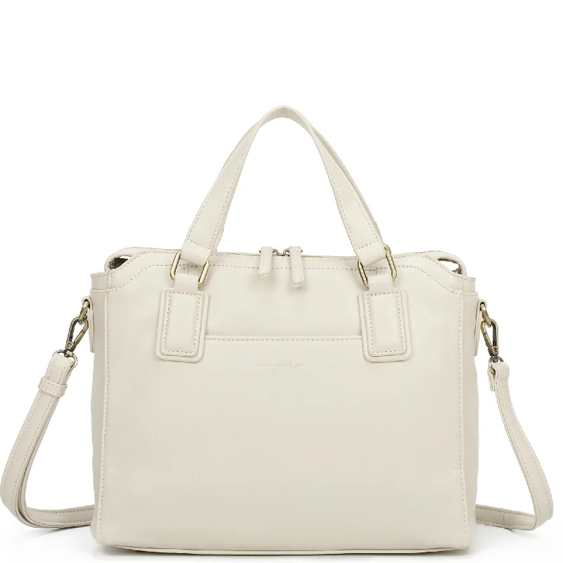 Limited Time Deal Ivy Biodegradable Vegan Leather Credit Card Zipper Satchel - Cream Everyday Handbags At Wallet-Friendly Rates