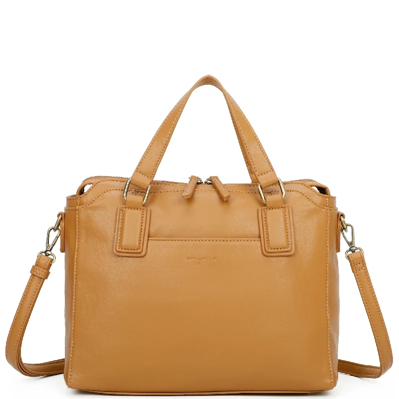 Seasonal Sale Ivy Biodegradable Vegan Leather Credit Card Zipper Satchel - Tan Trendy Backpacks With Big Discounts