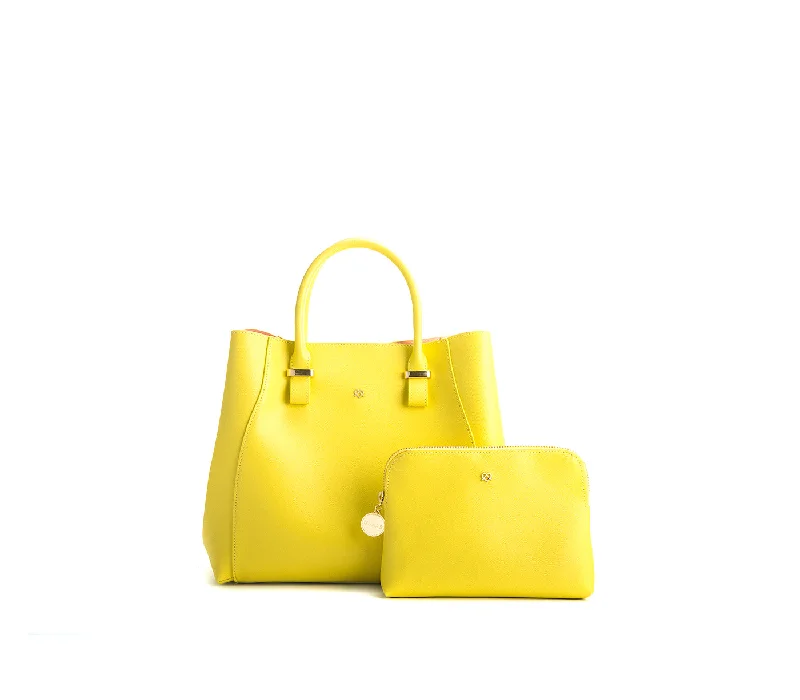 Boutique Styles Jane - Lemon Yellow Vegan Leather Satchel Trendy Purses At Unbeatable Discounts