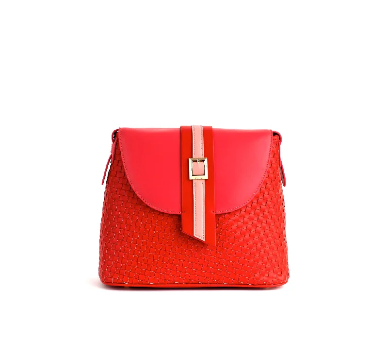 Hot Sale Kate - Red Vegan Basket Weave Bag Upgrade Your Look With Fashionable Bags