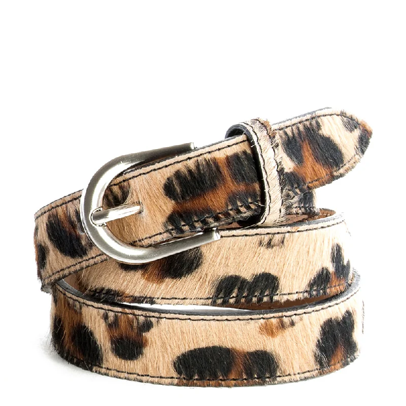 Must Haves Leopard Cow Hair and Real Leather Narrow Belt Pack of Two Trendy Handbags, Limited-Time Sale