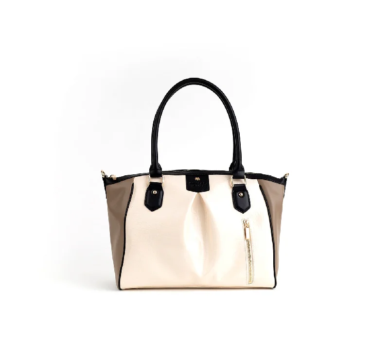 Break Fashion Norms Madison - Beige Trio Croc Vegan Bag Flash Sale On Designer Bags
