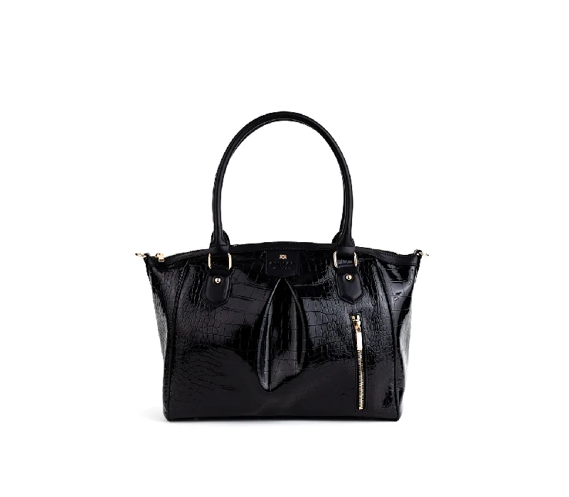 The Latest Trends Madison - Black Croc Vegan Bag Designer Bags, Low Prices