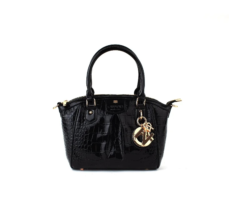 Black Friday And Cyber Monday Bag Deals Madison Mini - Black Croc Vegan Bag Luxury Handbags At Budget-Friendly Rates