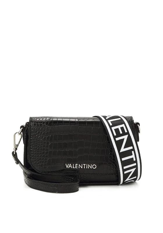 Enjoy Discount Valentino Miramar Croc Crossbody Bag, Black Chic Crossbody Bags, Limited Offers
