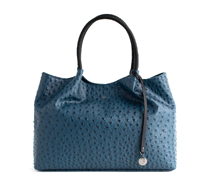 Shop Sales Naomi - Navy Vegan Leather Tote Bag Statement Handbags At Unbeatable Discounts